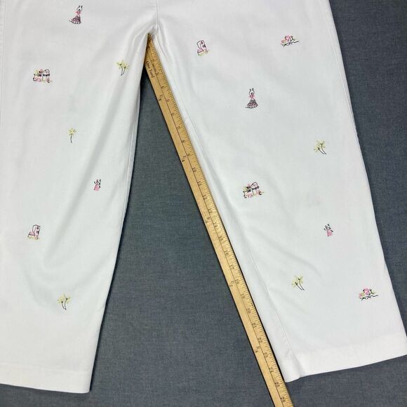 Drapers & Damons Pants Womens 16 White Artwork Embroidered Stretchy Casual Chic - Picture 12 of 16